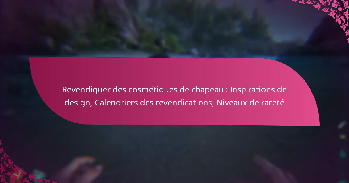 Revendiquer des cosmétiques de chapeau : Inspirations de design, Calendriers des revendications, Niveaux de rareté