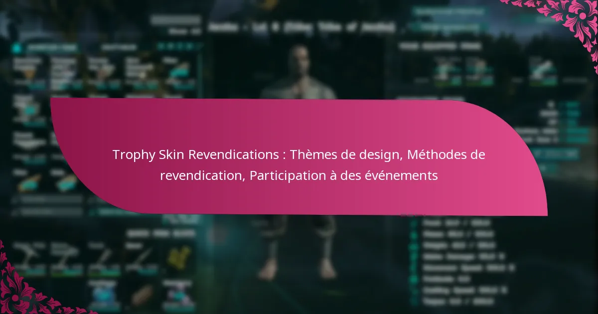 Trophy Skin Revendications : Thèmes de design, Méthodes de revendication, Participation à des événements