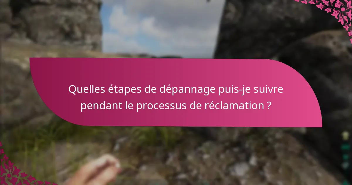 Quelles étapes de dépannage puis-je suivre pendant le processus de réclamation ?